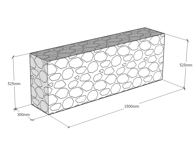 [GabRet1500-300-525-4.5] Retaining 1.5m L x 300mm Thick x 525mm Tall 4.5mm