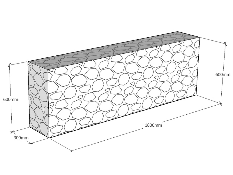 [GabRet1800-300-600-4.5] Retaining 1.8m L x 300mm Thick x 600mm Tall 4.5mm