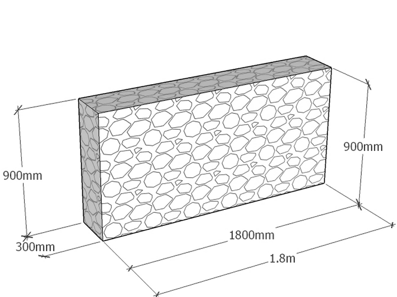 [GabRet1800-300-900-4.5] Retaining 1.8m L x 300mm Thick x 900mm Tall 4.5mm