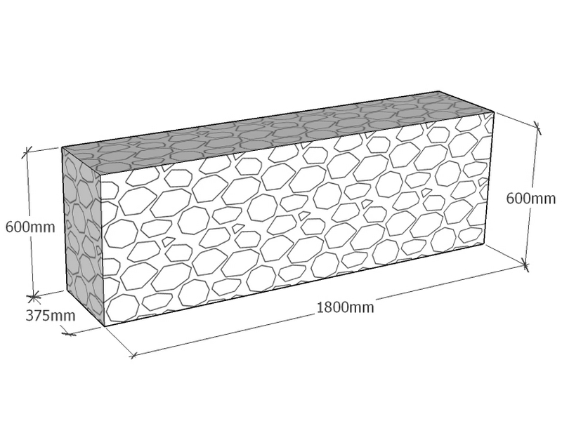 [GabRet1800-375-600-4.5] Retaining 1.8m L x 375mm Thick x 600mm Tall 4.5mm