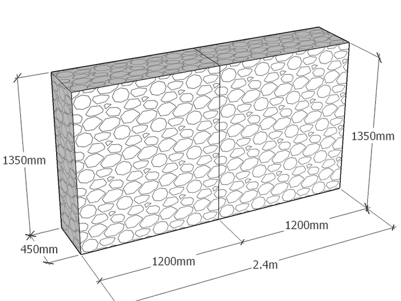 [GabRet2400-450-1350-4.5] Retaining 2.4m L x 450mm Thick x 1350mm Tall 4.5mm