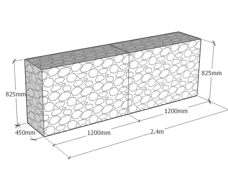 [GabRet2400-450-825-4.5] Retaining 2.4m L x 450mm Thick x 825mm Tall 4.5mm