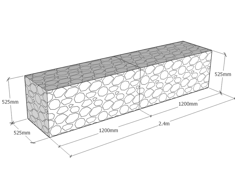 [GabRet2400-525-525-4.5] Retaining 2.4m L x 525mm Thick x 525mm Tall 4.5mm