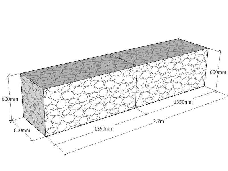 [GabRet2700-600-600-4.5] Retaining 2.7m L x 600mm Thick x 600mm Tall 4.5mm