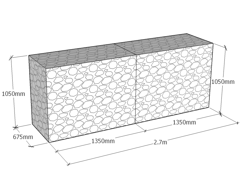 [GabRet2700-675-1050-4.5] Retaining 2.7m L x 675mm Thick x 1050mm Tall 4.5mm