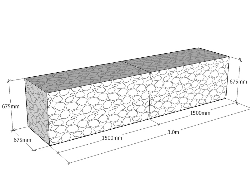 [GabRet3000-675-675-4.5] Retaining 3.0m L x 675mm Thick x 675mm Tall 4.5mm