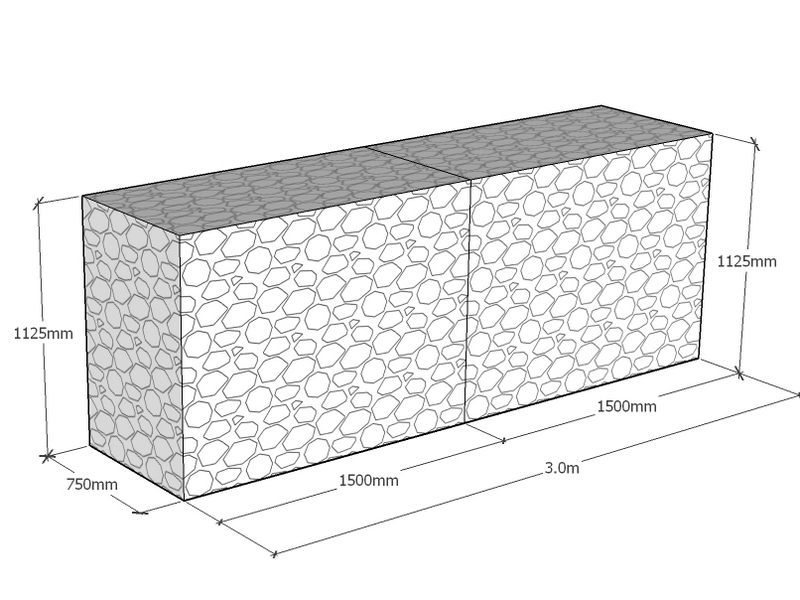 [GabRet3000-750-1125-4.5] Retaining 3.0m L x 750mm Thick x 1125mm Tall 4.5mm