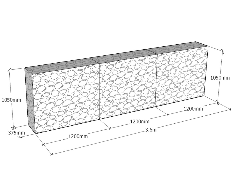 [GabRet3600-375-1050-4.5] Retaining 3.6m L x 375mm Thick x 1050mm Tall 4.5mm