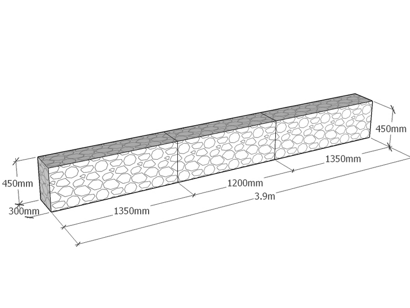 [GabRet3900-300-450-4.5] Retaining 3.9m L x 300mm Thick x 450mm Tall 4.5mm