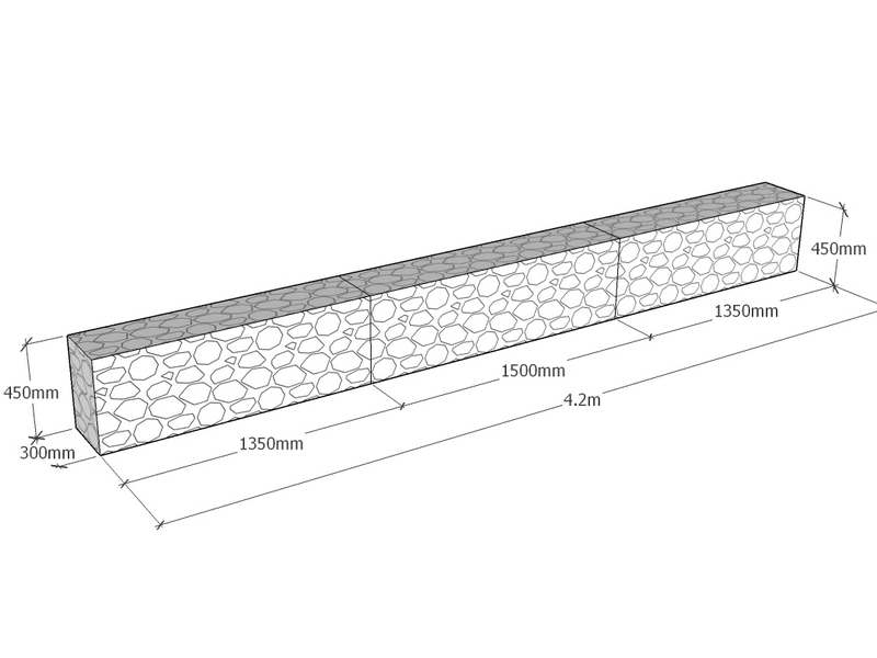 [GabRet4200-300-450-4.5] Retaining 4.2m L x 300mm Thick x 450mm Tall 4.5mm