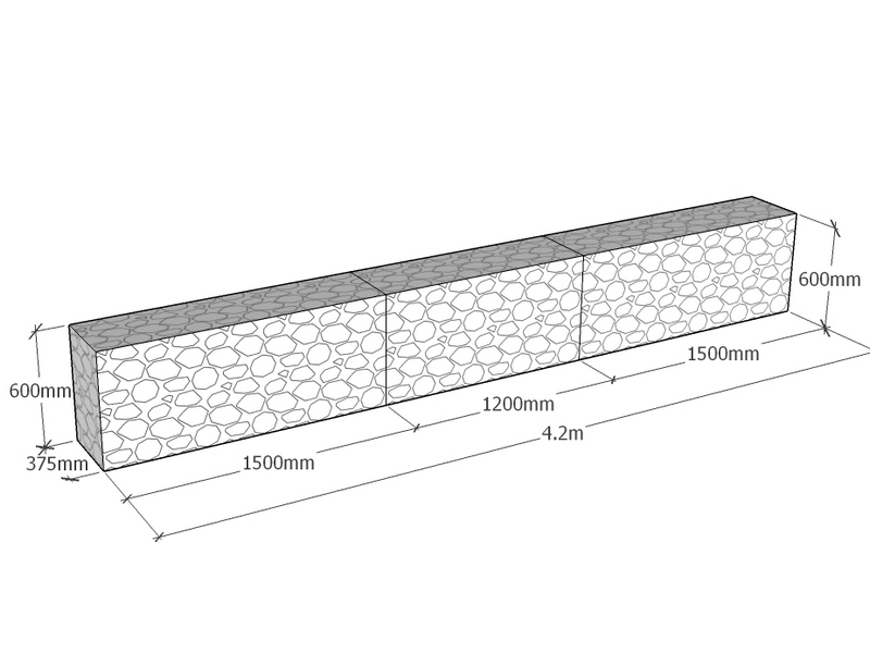 [GabRet4200-375-600-4.5] Retaining 4.2m L x 375mm Thick x 600mm Tall 4.5mm