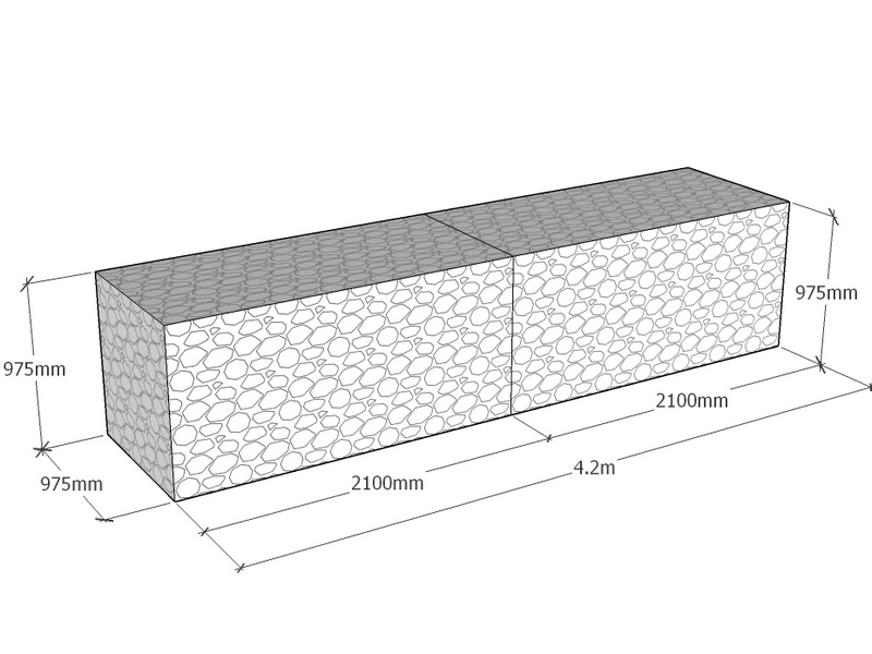[GabRet4200-975-975-4.5] Retaining 4.2m L x 975mm Thick x 975mm Tall 4.5mm