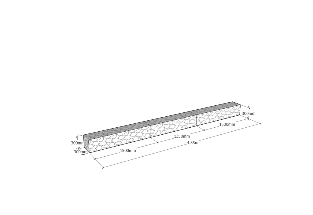 [GabRet4350-300-300-4.5] Retaining 4.35m L x 300mm Thick x 300mm Tall 4.5mm