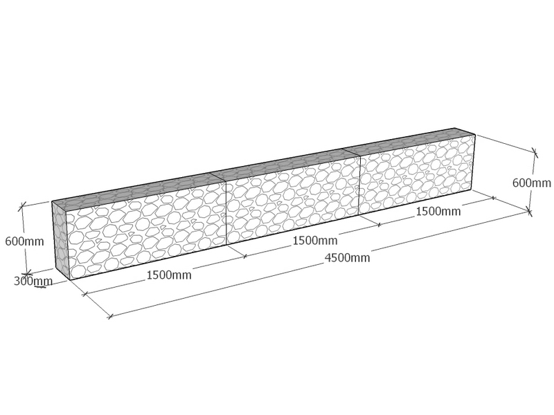 [GabRet4500-300-600-4.5] Retaining 4.5m L x 300mm Thick x 600mm Tall 4.5mm