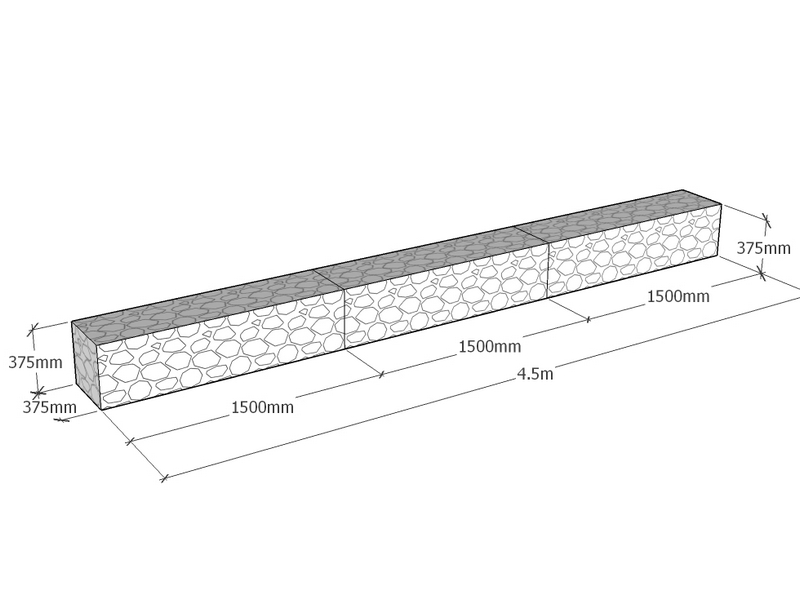 [GabRet4500-375-375-4.5] Retaining 4.5m L x 375mm Thick x 375mm Tall 4.5mm