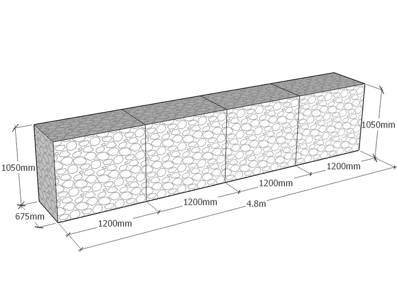 [GabRet4800-675-1050-4.5] Retaining 4.8m L x 675mm Thick x 1050mm Tall 4.5mm