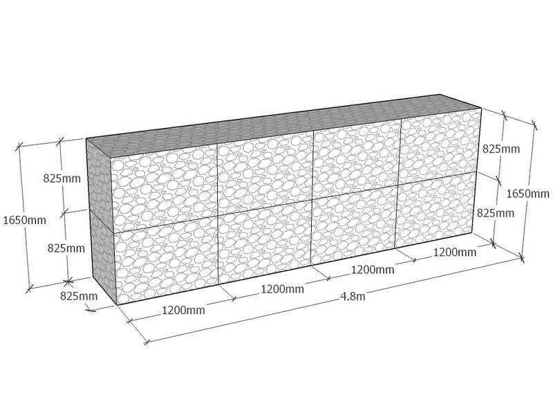 [GabRet4800-825-1650-4.5] Retaining 4.8m L x 825mm Thick x 1650mm Tall 4.5mm
