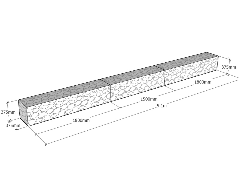 [GabRet5100-375-375-4.5] Retaining 5.1m L x 375mm Thick x 375mm Tall 4.5mm