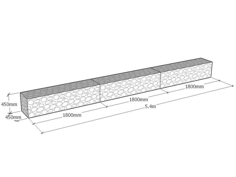[GabRet5400-450-450-5.2] Retaining 5.4m L x 450mm Thick x 450mm Tall 5.2mm