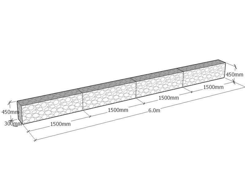 [GabRet6000-300-450-4.5] Retaining 6.0m L x 300mm Thick x 450mm Tall 4.5mm