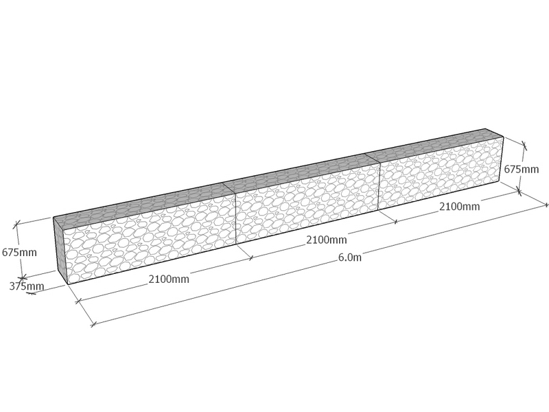 [GabRet6300-375-675-4.5] Retaining 6.3m L x 375mm Thick x 675mm Tall 4.5mm