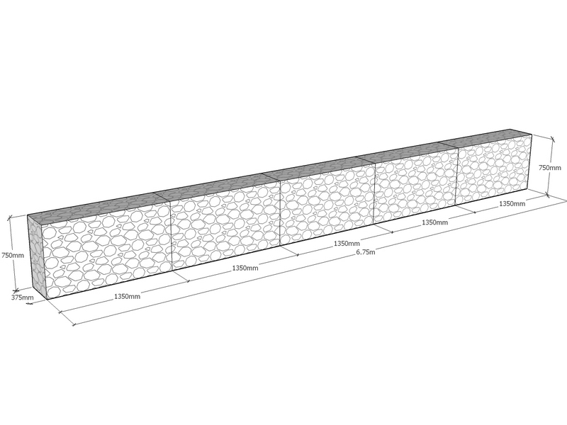 [GabRet6750-375-750-4.5] Retaining 6.75m L x 375mm Thick x 750mm Tall 4.5mm