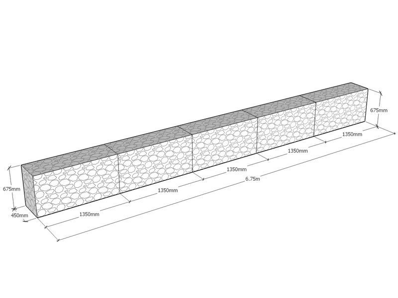 [GabRet6750-450-675-4.5] Retaining 6.75m L x 450mm Thick x 675mm Tall 4.5mm