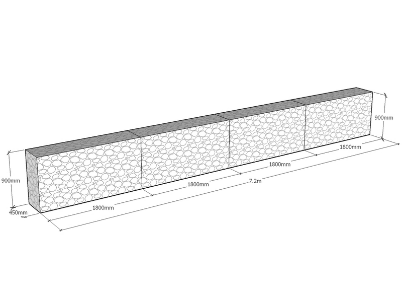 [GabRet7200-450-900-4.5] Retaining 7.2m L x 450mm Thick x 900mm Tall 4.5mm
